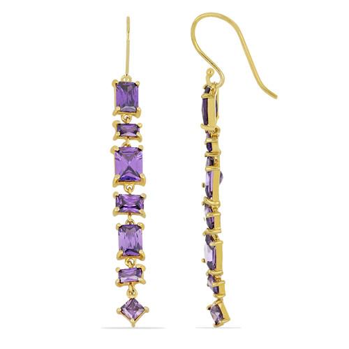 BUY REAL AMETHYST GEMSTONE BRASS EARRINGS